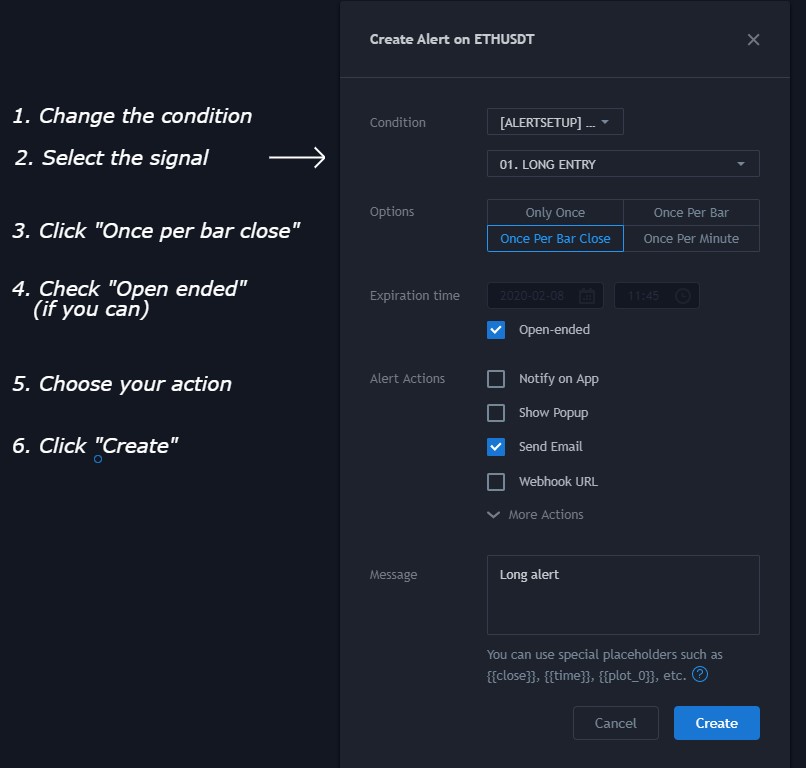 Alert options