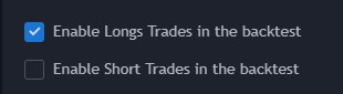 Backtest parameters