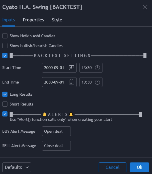 indicators settings